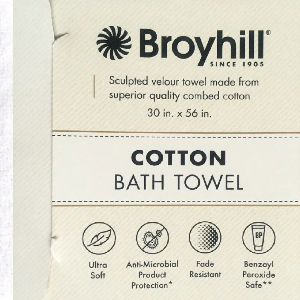 3 new Broyhill Jacquard-Pattern Textured Velour 100% Cotton Bath Towels